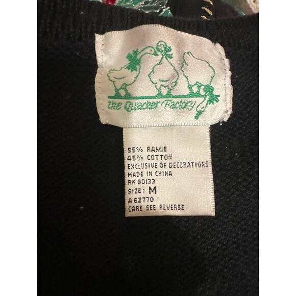 Vintage Quacker Factory Christmas Embroidered Cardigan Santa & Mrs. Claus Size M - Picture 10 of 12